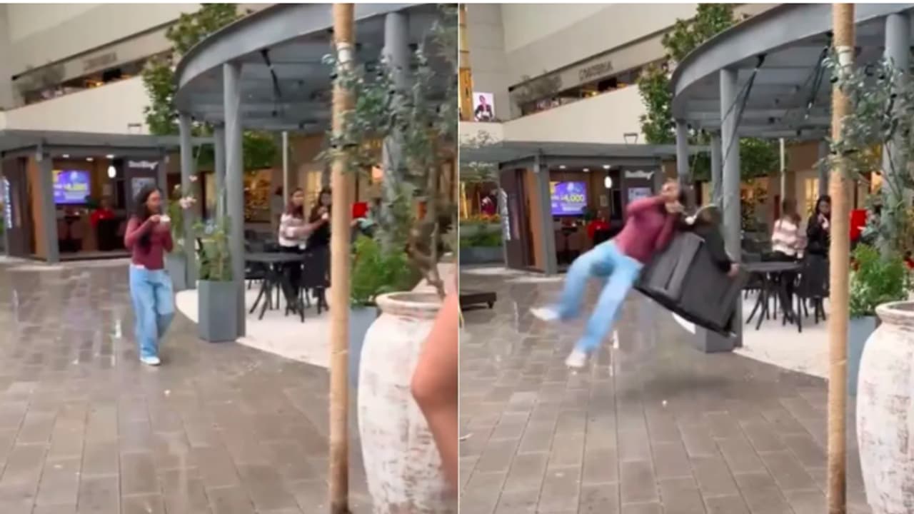 Woman Busy Eating at Mexico Mall Gets Hit by Hanging Chair, Viral Video Sparks Debate (WATCH) Woman Busy Eating at Mexico Mall Gets Hit by Hanging Chair, Viral Video Sparks Debate (WATCH)