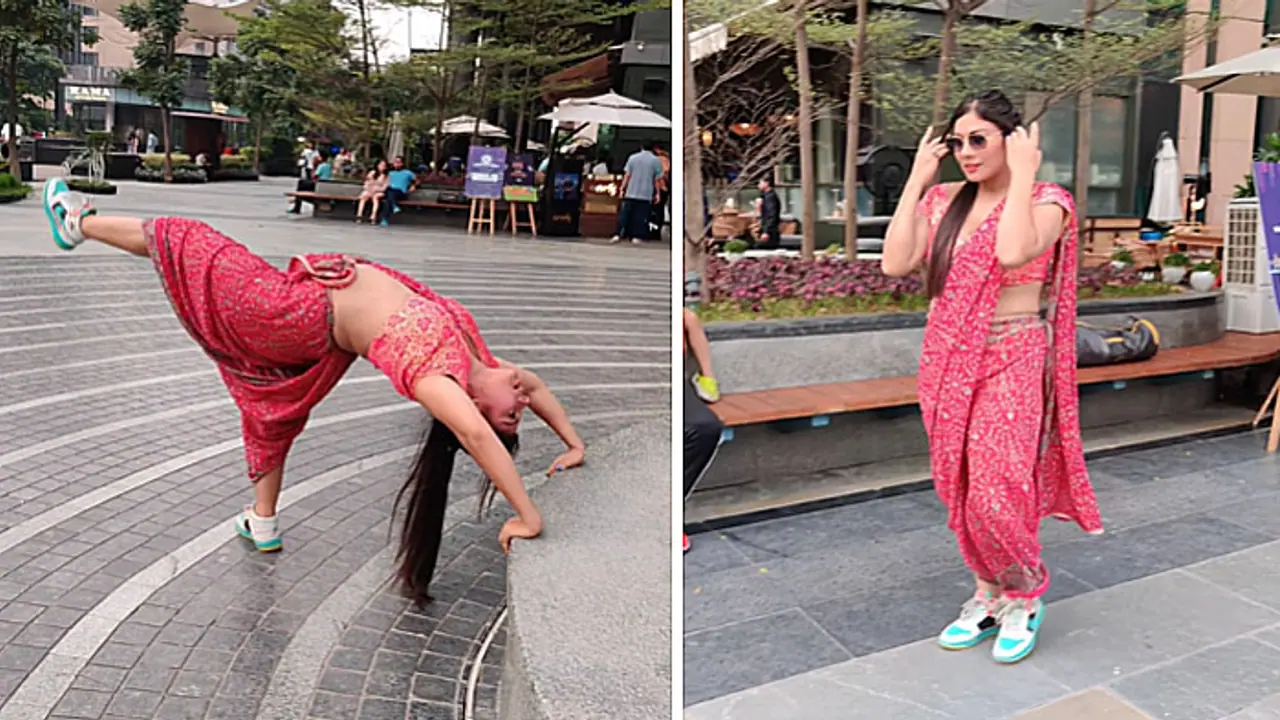 reena singh stunt in sari reena singh stunt in sari