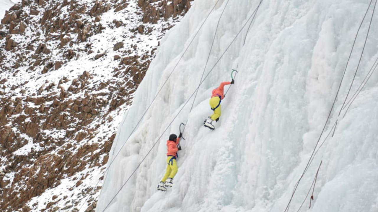 Ice wall climbing competition