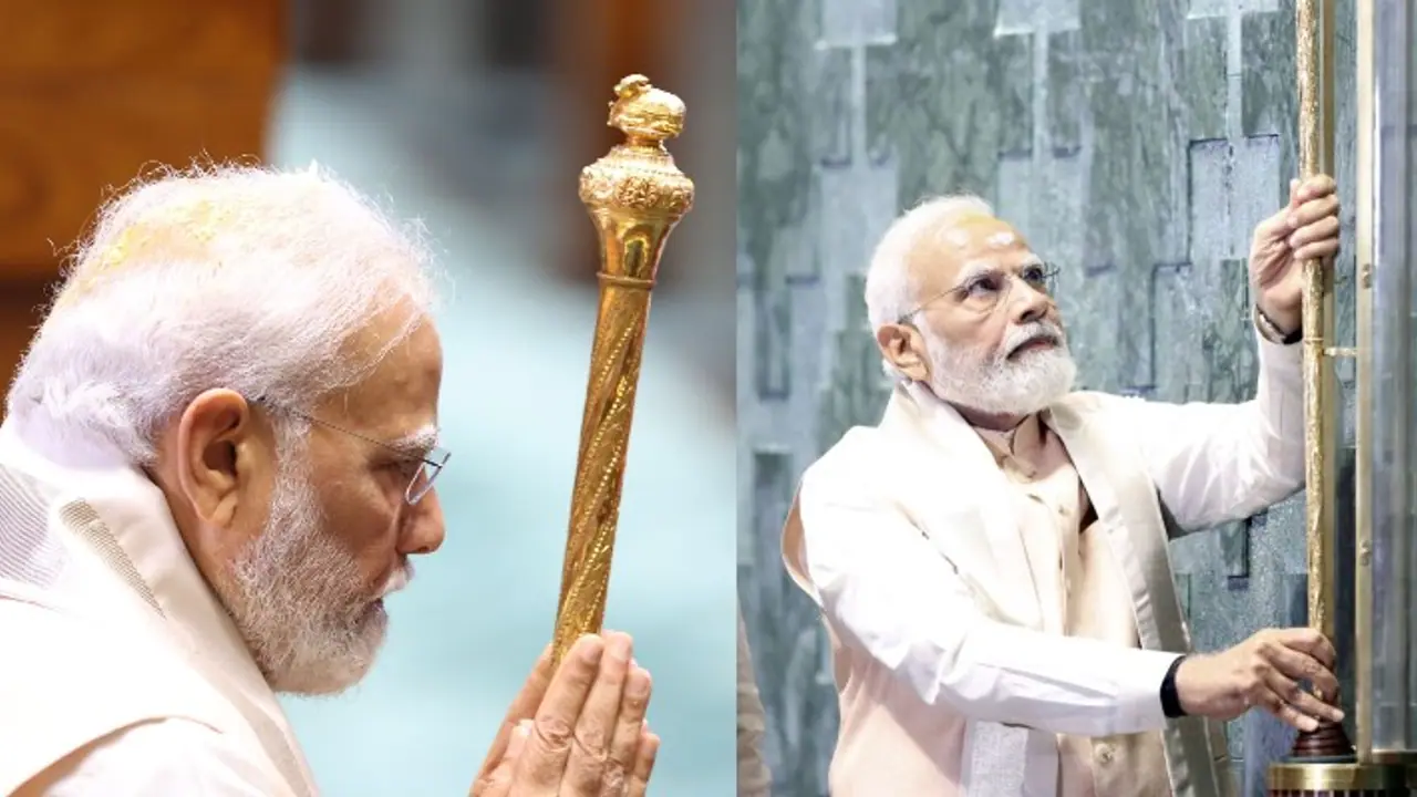 PM Modi with Sengol PM Modi with Sengol