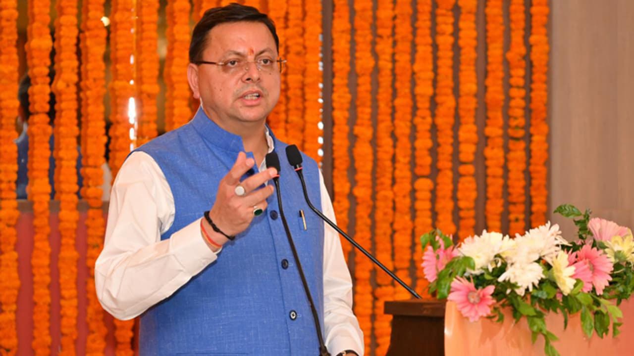 pushkar singh dhami addressing media pushkar singh dhami addressing media