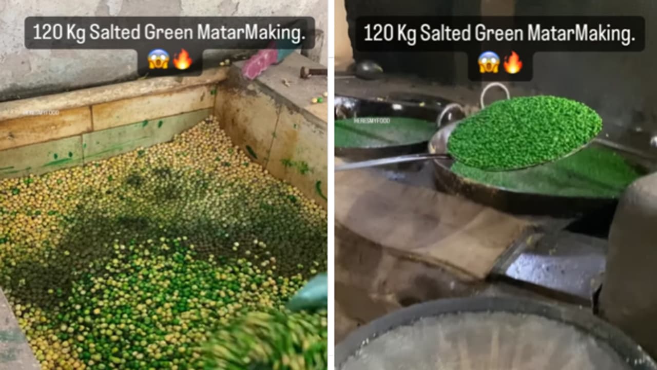 Viral video of making green fried matar