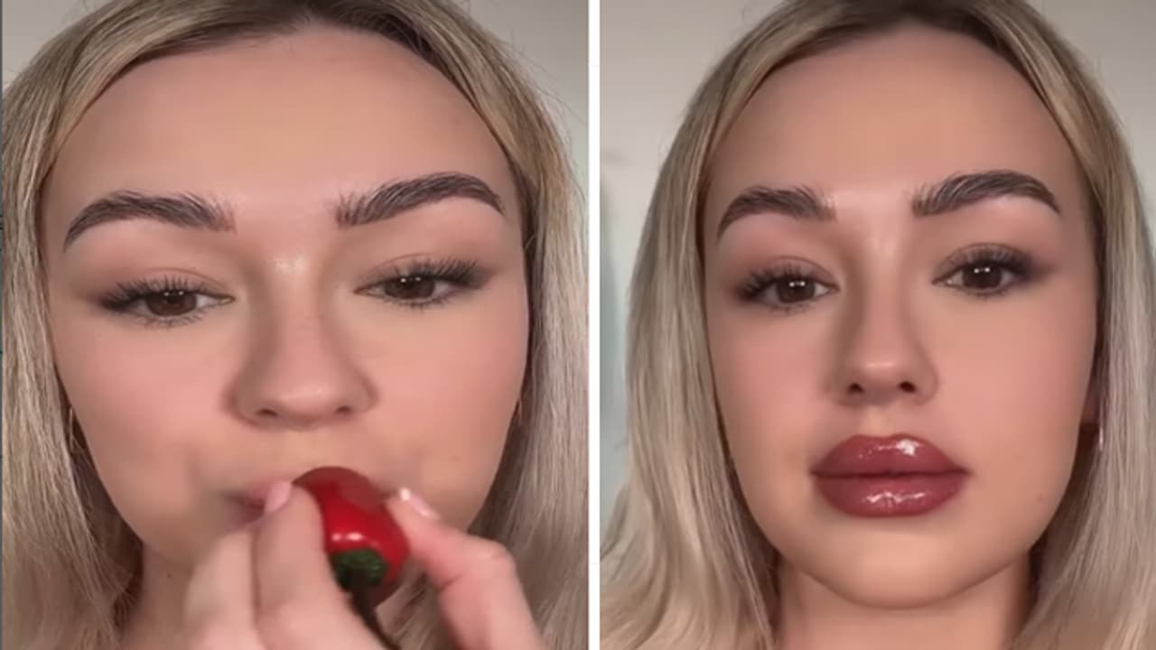 women using red chilli to get red lips women using red chilli to get red lips