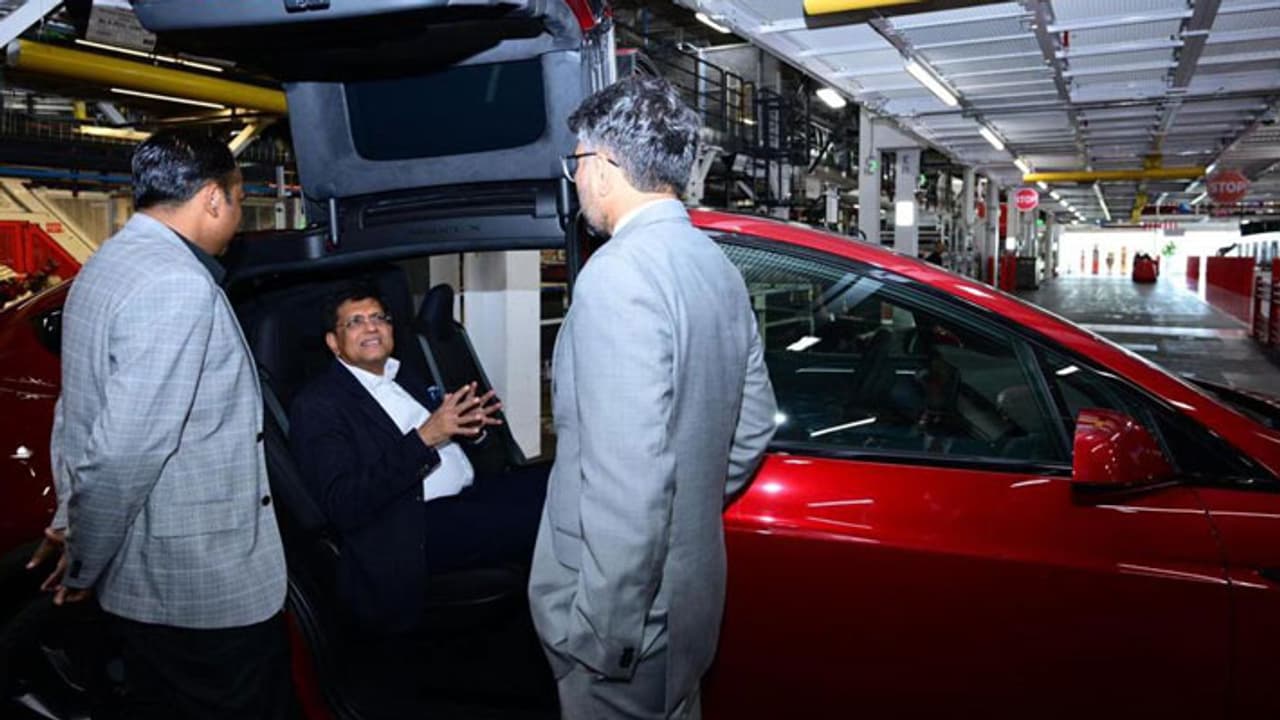 Piyush Goyal in Tesla Factory Piyush Goyal in Tesla Factory