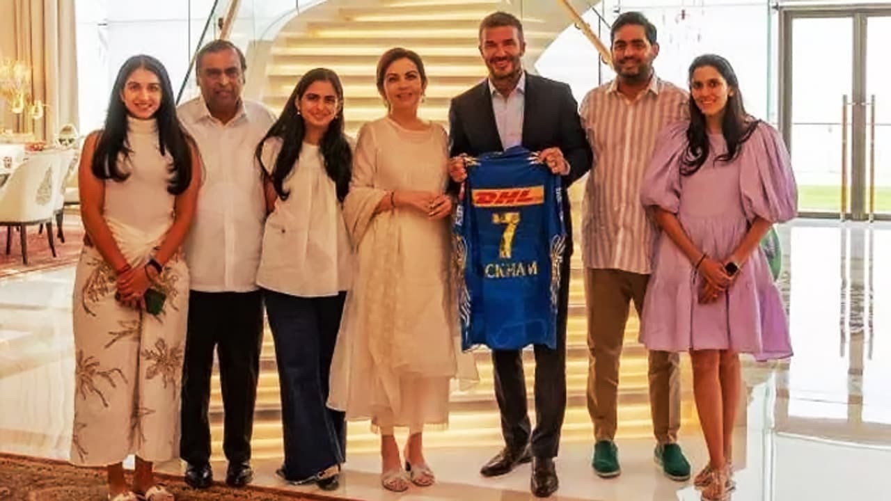 David Beckham with Ambani family David Beckham with Ambani family