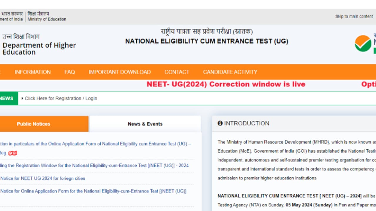NEET UG 2024 application correction window NEET UG 2024 application correction window
