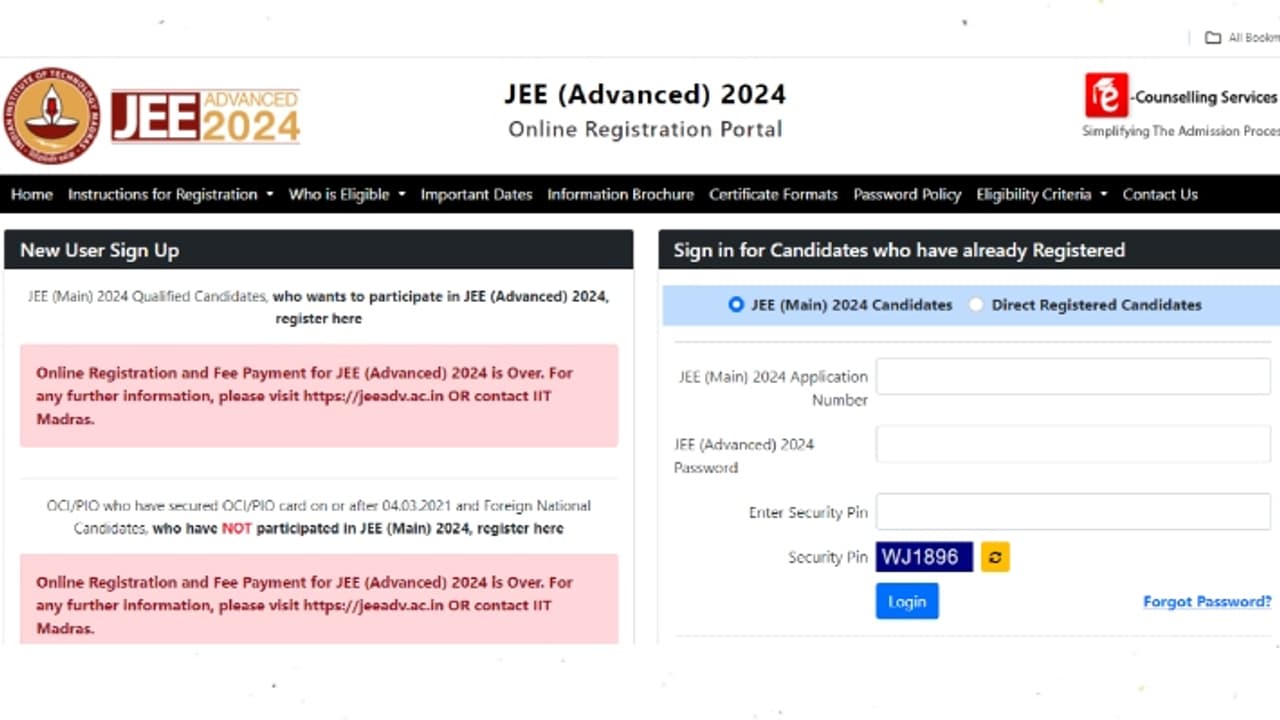 JEE Advanced Admit Card 2024 released