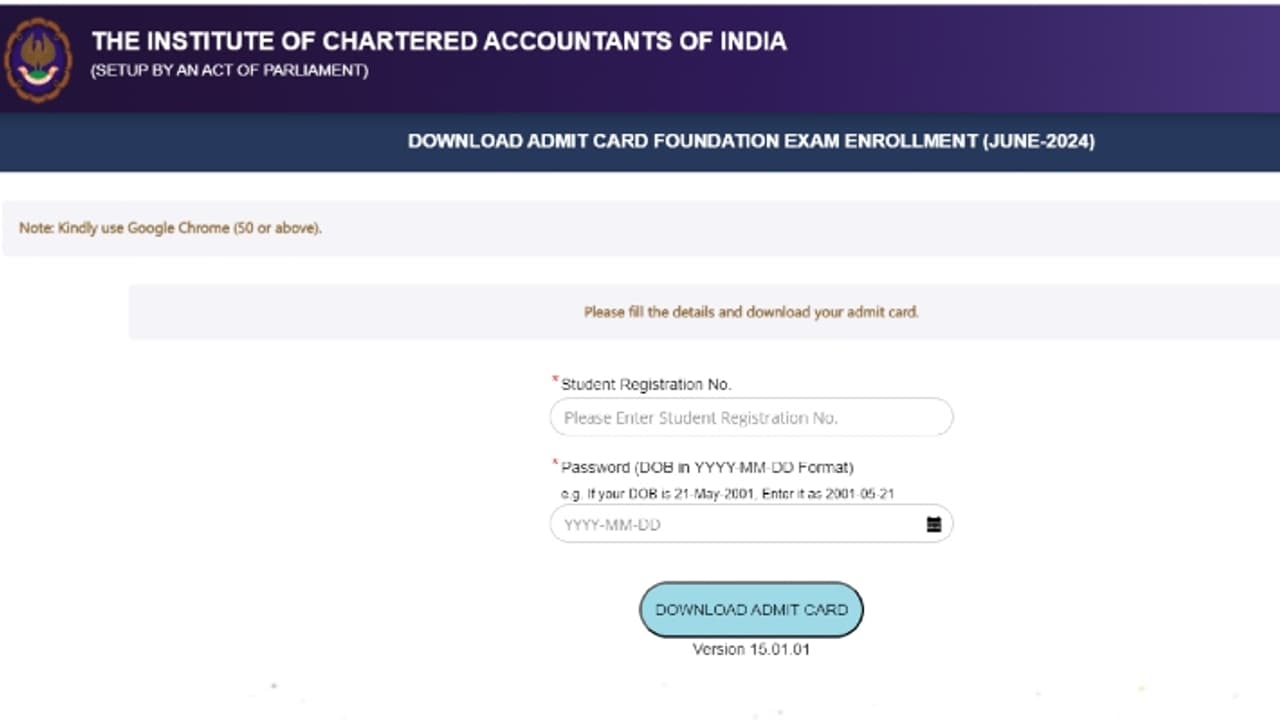 ICAI CA Foundation Admit Card 2024 ICAI CA Foundation Admit Card 2024