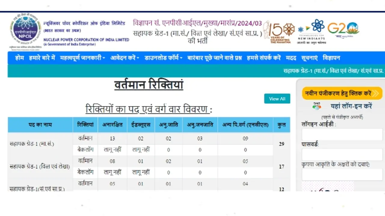 NPCIL recruitment 2024 Assistant Grade I
