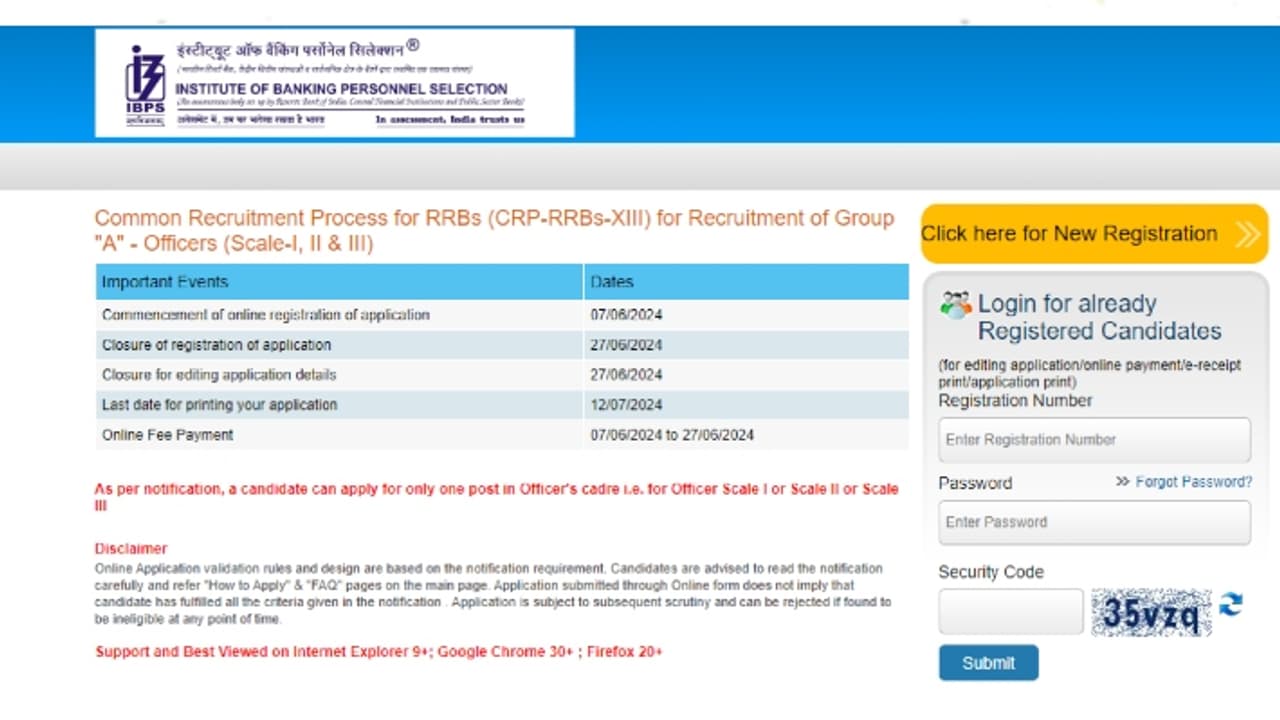 IBPS RRB Recruitment 2024 registration link IBPS RRB Recruitment 2024 registration link