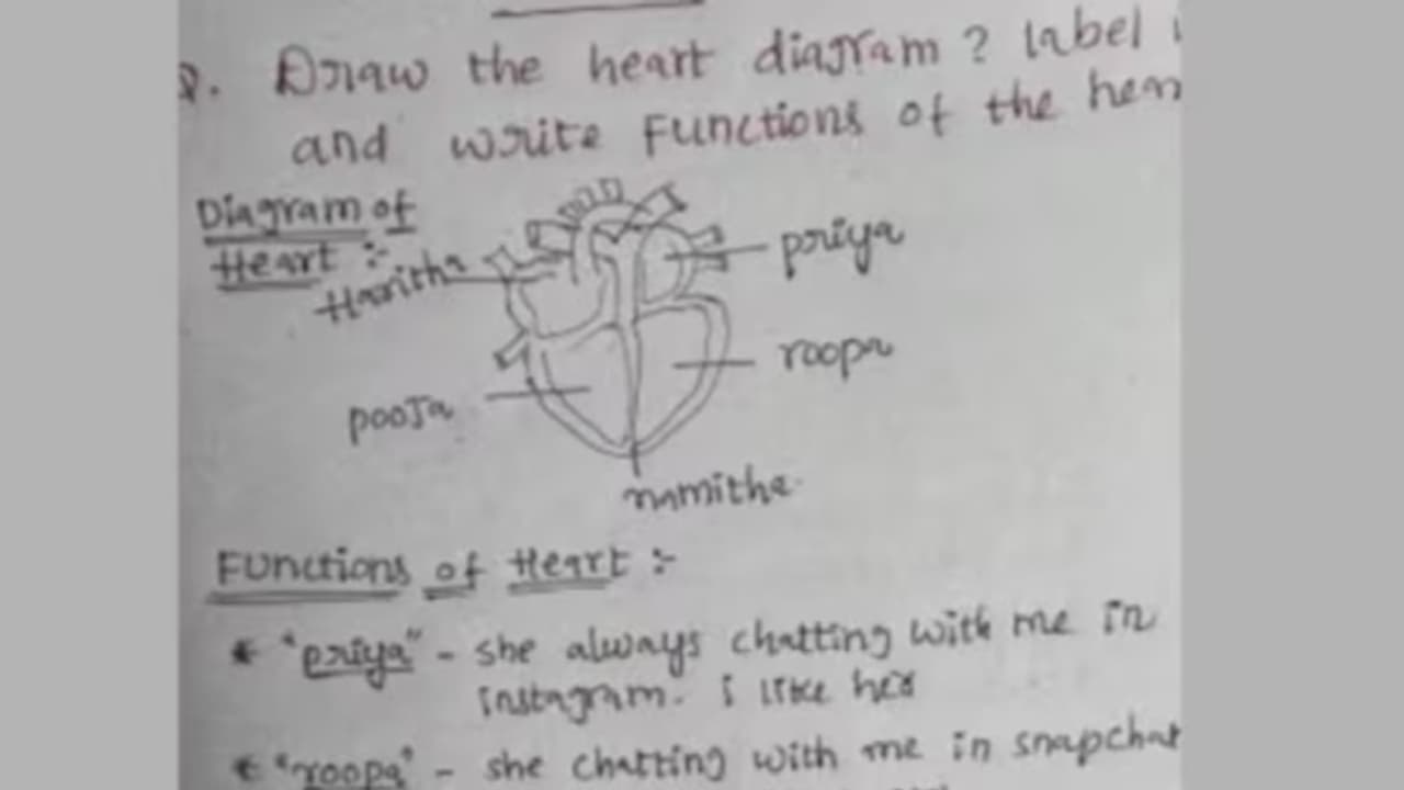Students Heart Diagram For Crushes Goes Viral on Instagram Students Heart Diagram For Crushes Goes Viral on Instagram