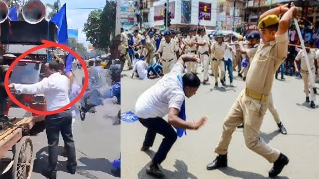 bihar constable lathi charge on patna SDM bihar constable lathi charge on patna SDM