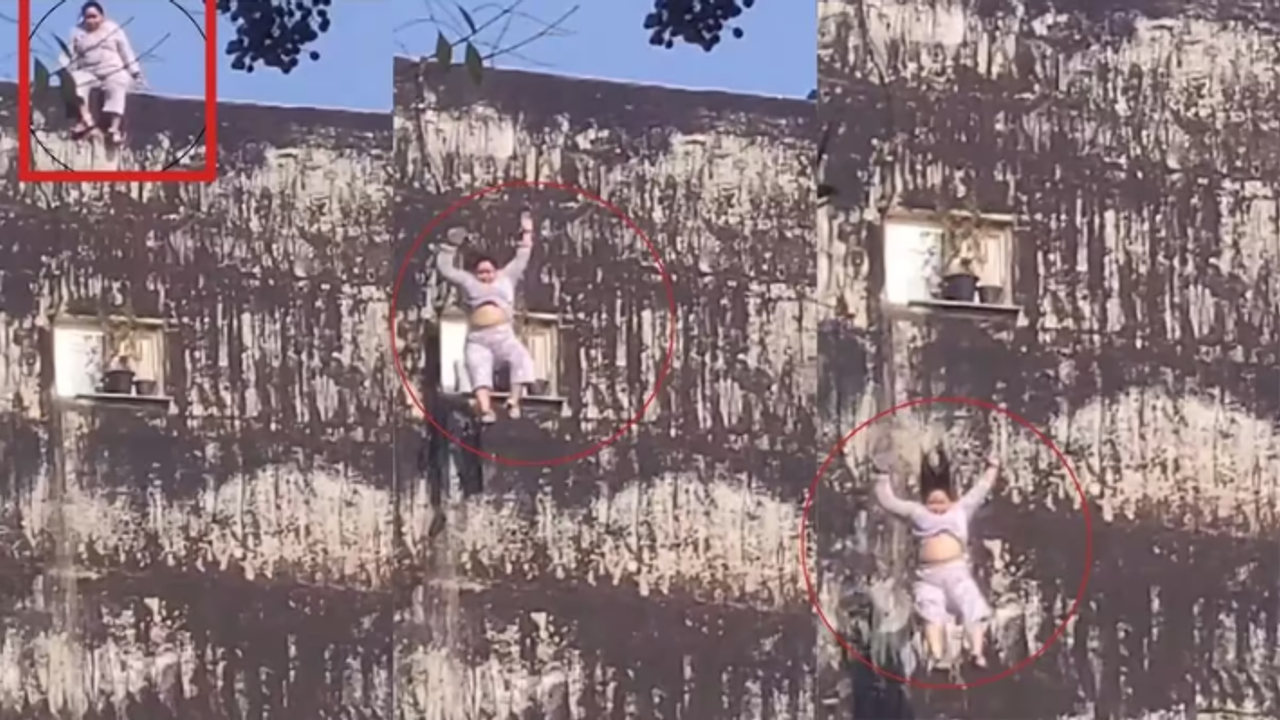 noida woman suicide sarfabad sixth floor jump viral video