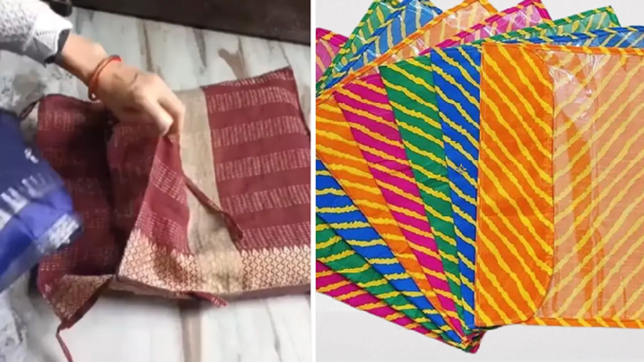 How to make saree cover from old dupatta