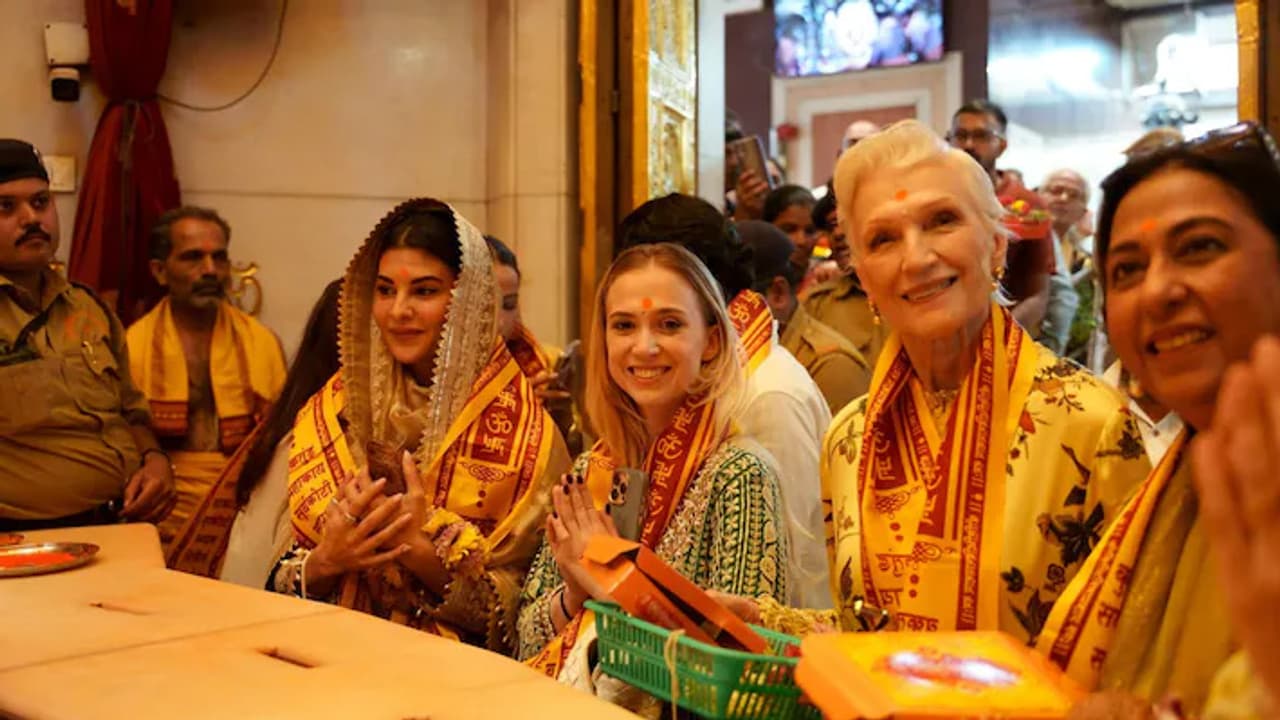 jacqueline fernandez along elon musk mother maye musk visits Visits siddhivinayak temple jacqueline fernandez along elon musk mother maye musk visits Visits siddhivinayak temple