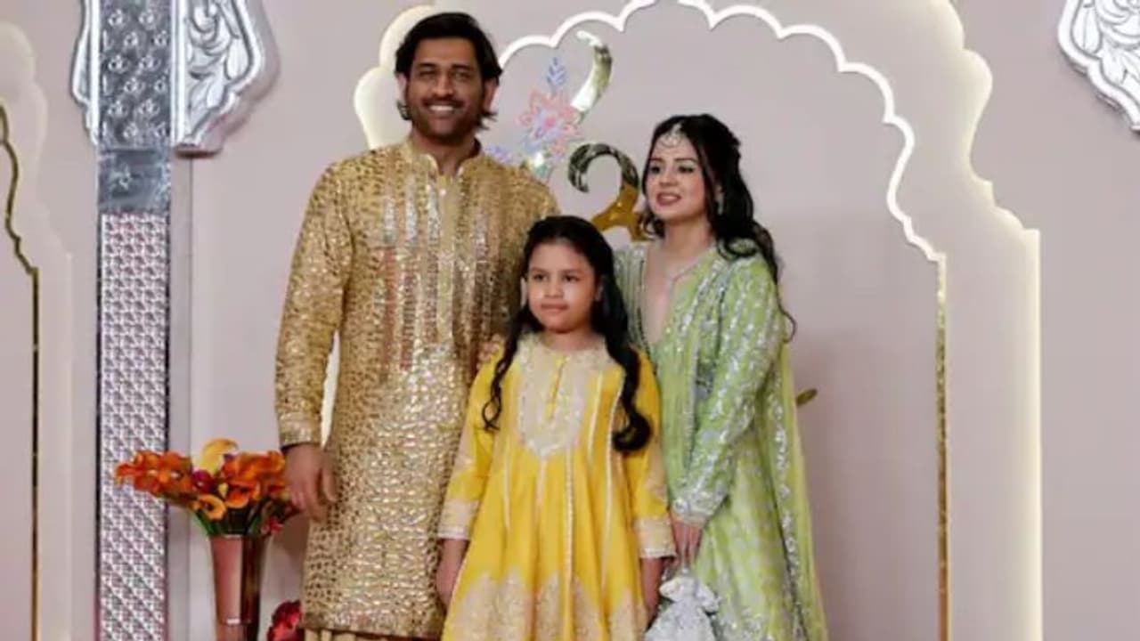 MS Dhoni and Sakshi at Ambani Wedding Function