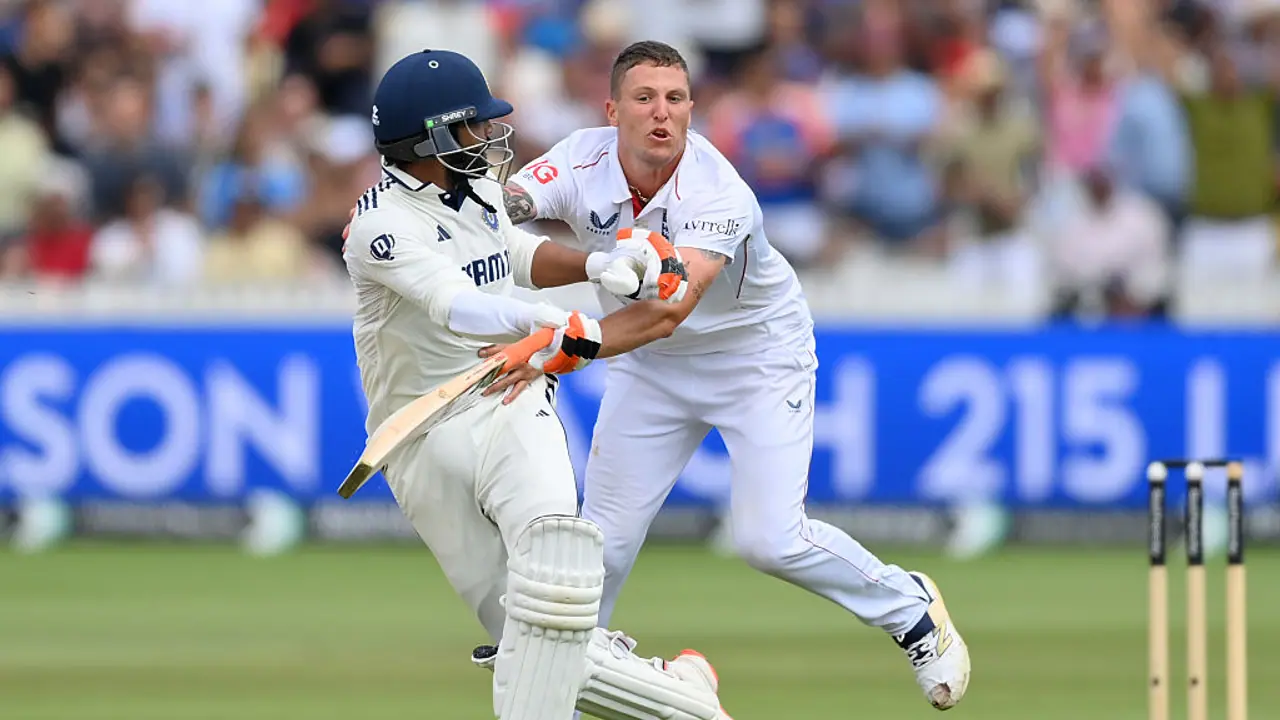 Ravindra Jadeja and Brydon Carse Ravindra Jadeja and Brydon Carse