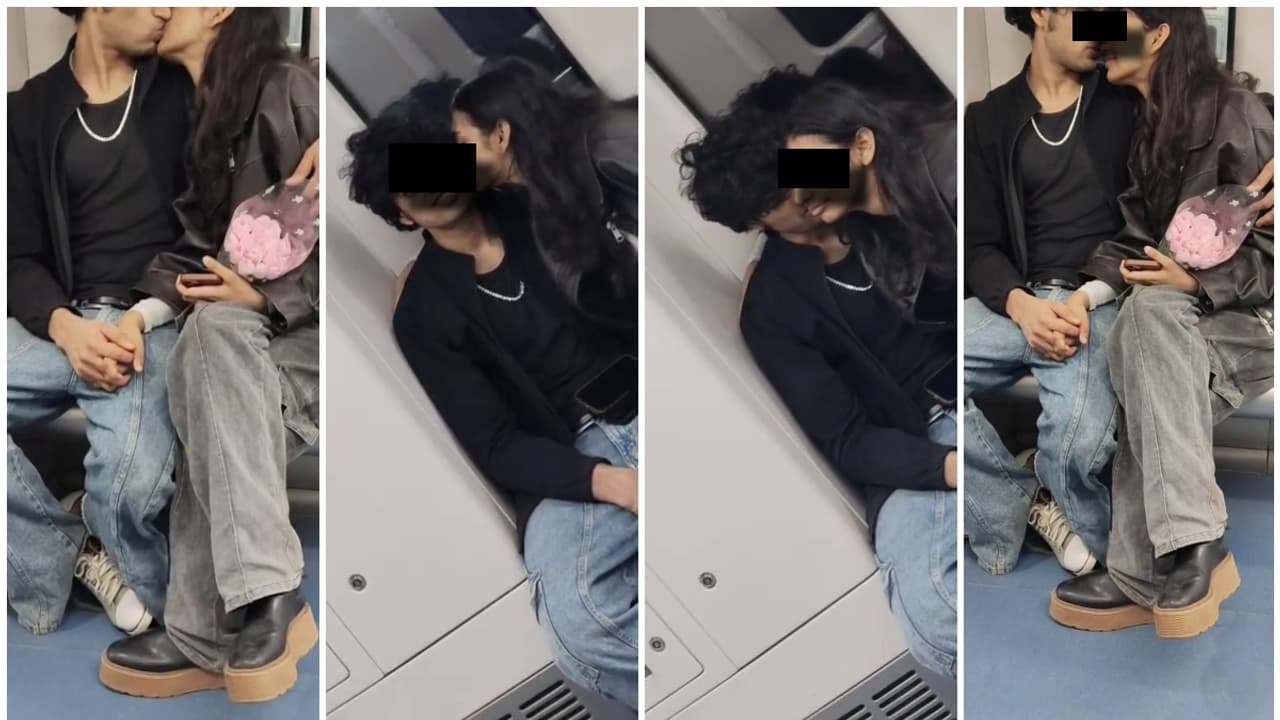 Couple Kissing in Bengaluru Metro Viral Video Couple Kissing in Bengaluru Metro Viral Video