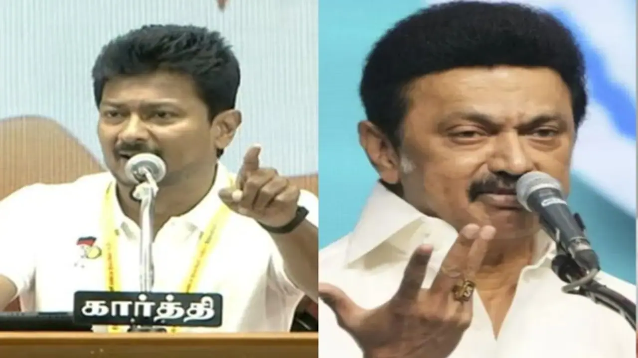 Udhayanidhi and MK Stalin Udhayanidhi and MK Stalin