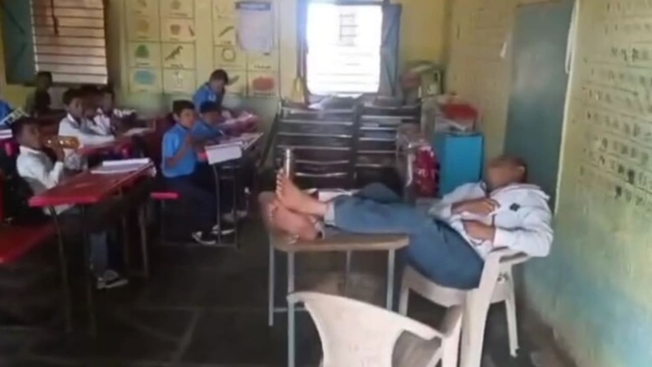 teacher naps at class room