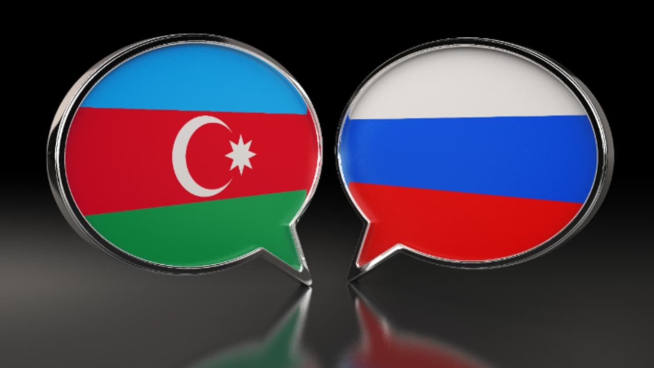 Azerbaijan Russia flags Azerbaijan Russia flags