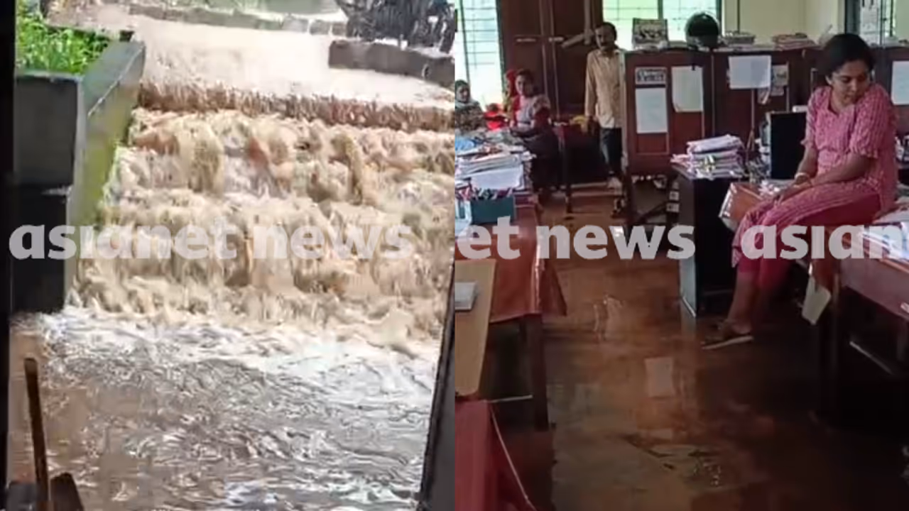 Irrigation office flooded following heavy rain in Shoranur Irrigation office flooded following heavy rain in Shoranur