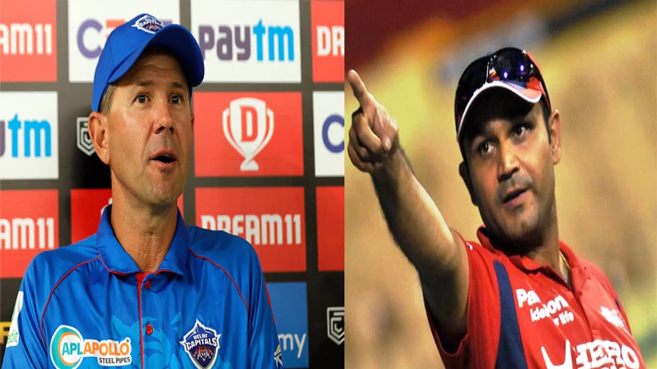 Virender Sehwag troll Ricky ponting after Delhi capitals continuous 5 loss Virender Sehwag troll Ricky ponting after Delhi capitals continuous 5 loss