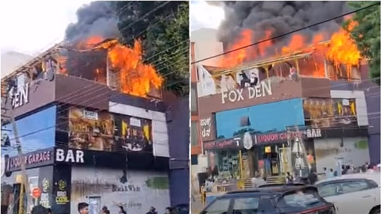 Firefighters battle massive blaze after Mysuru pub explosion Firefighters battle massive blaze after Mysuru pub explosion