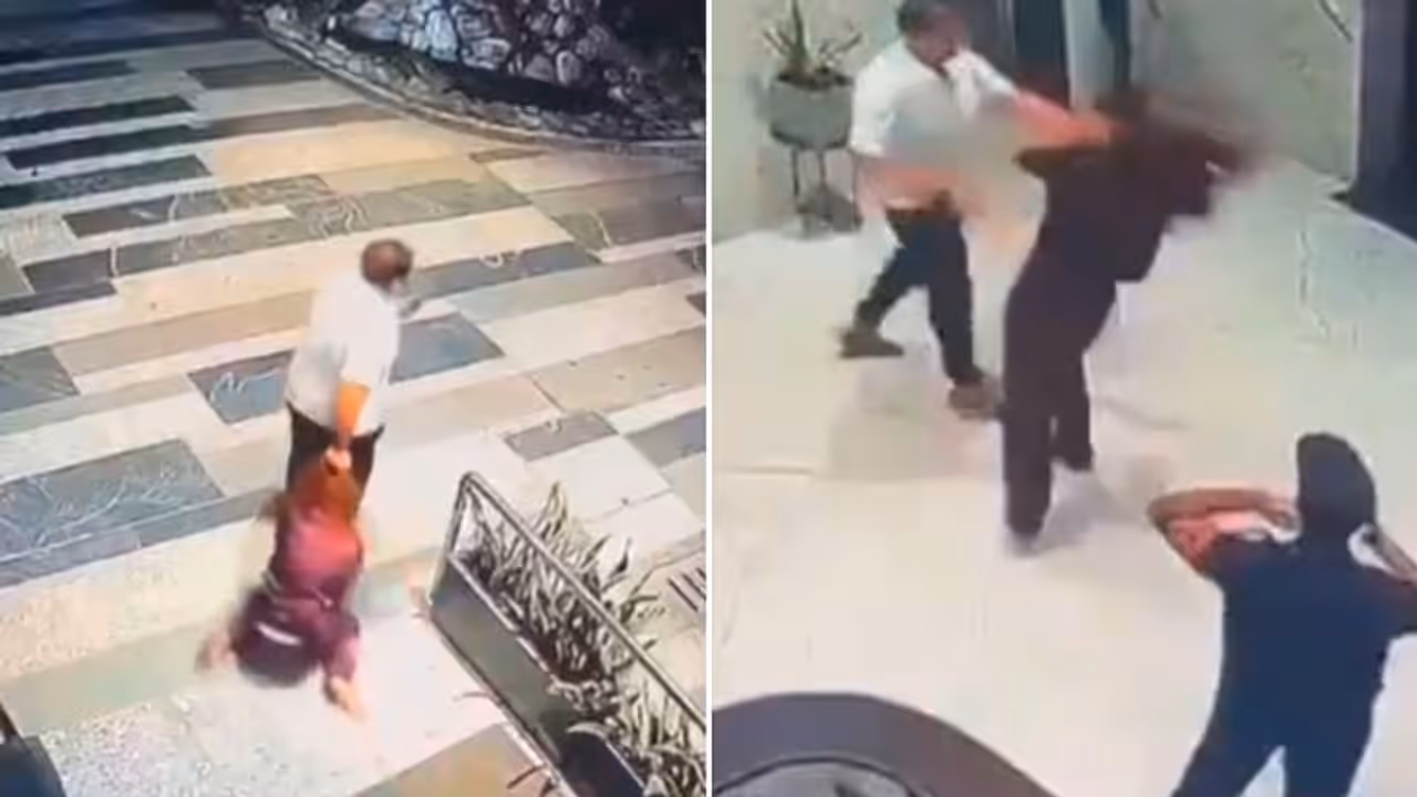 Kolkata Horror: Man Slaps Woman, Drags Her by Hair in Building Lobby; CCTV Video Goes Viral | WATCH Kolkata Horror: Man Slaps Woman, Drags Her by Hair in Building Lobby; CCTV Video Goes Viral | WATCH