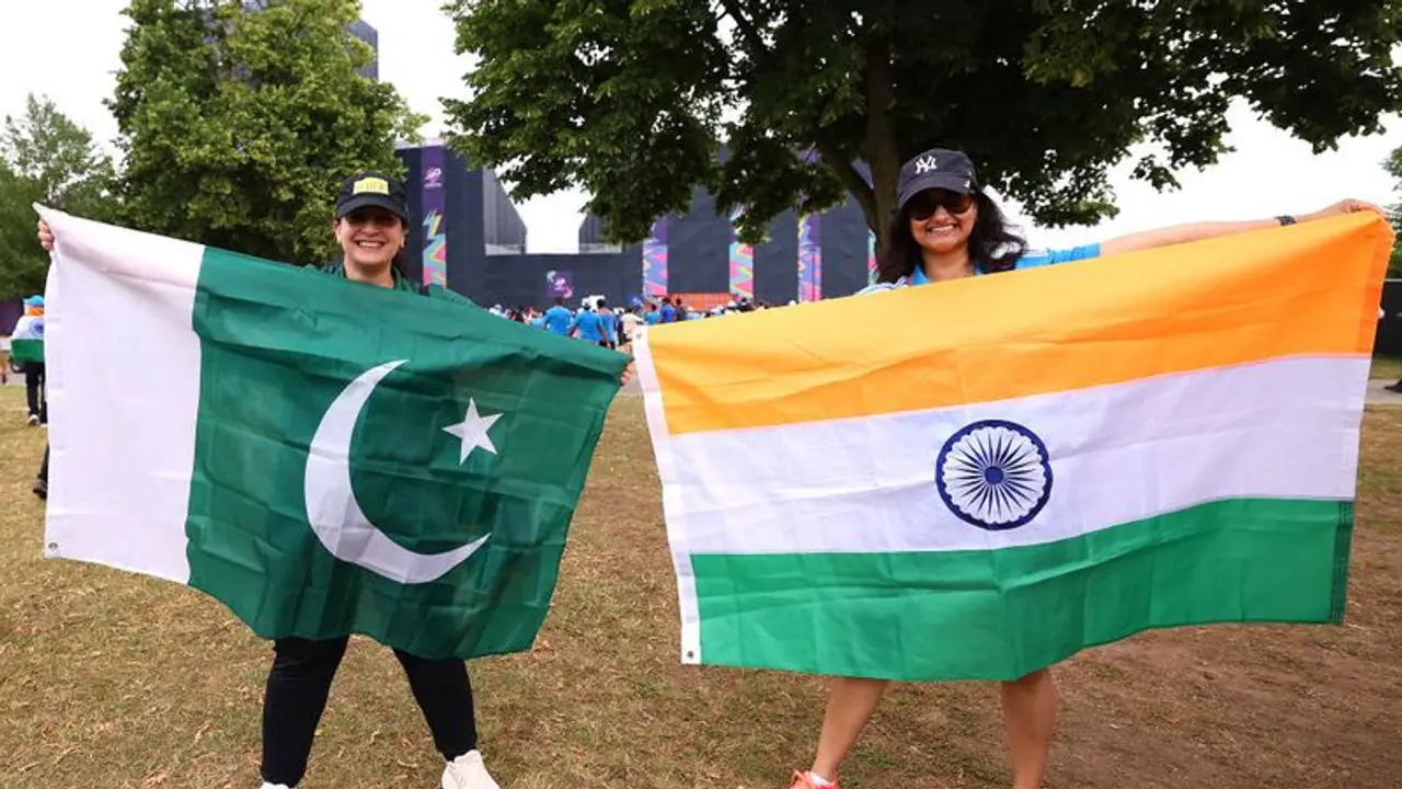 India vs Pakistan Fans with Flags