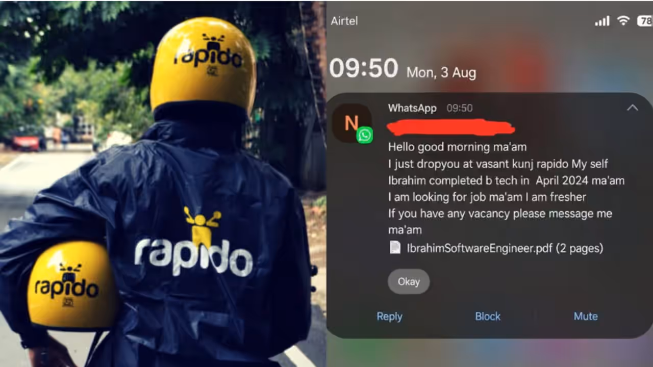 Rapido Rider’s Emotional Job Request to Passenger Goes Viral Rapido Rider’s Emotional Job Request to Passenger Goes Viral