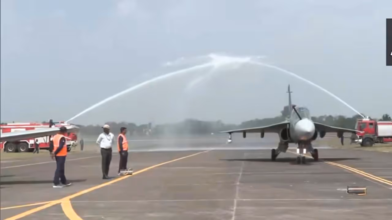 First Tejas Mk1A From Nashik Completes Maiden Flight, Gets Water Cannon Salute