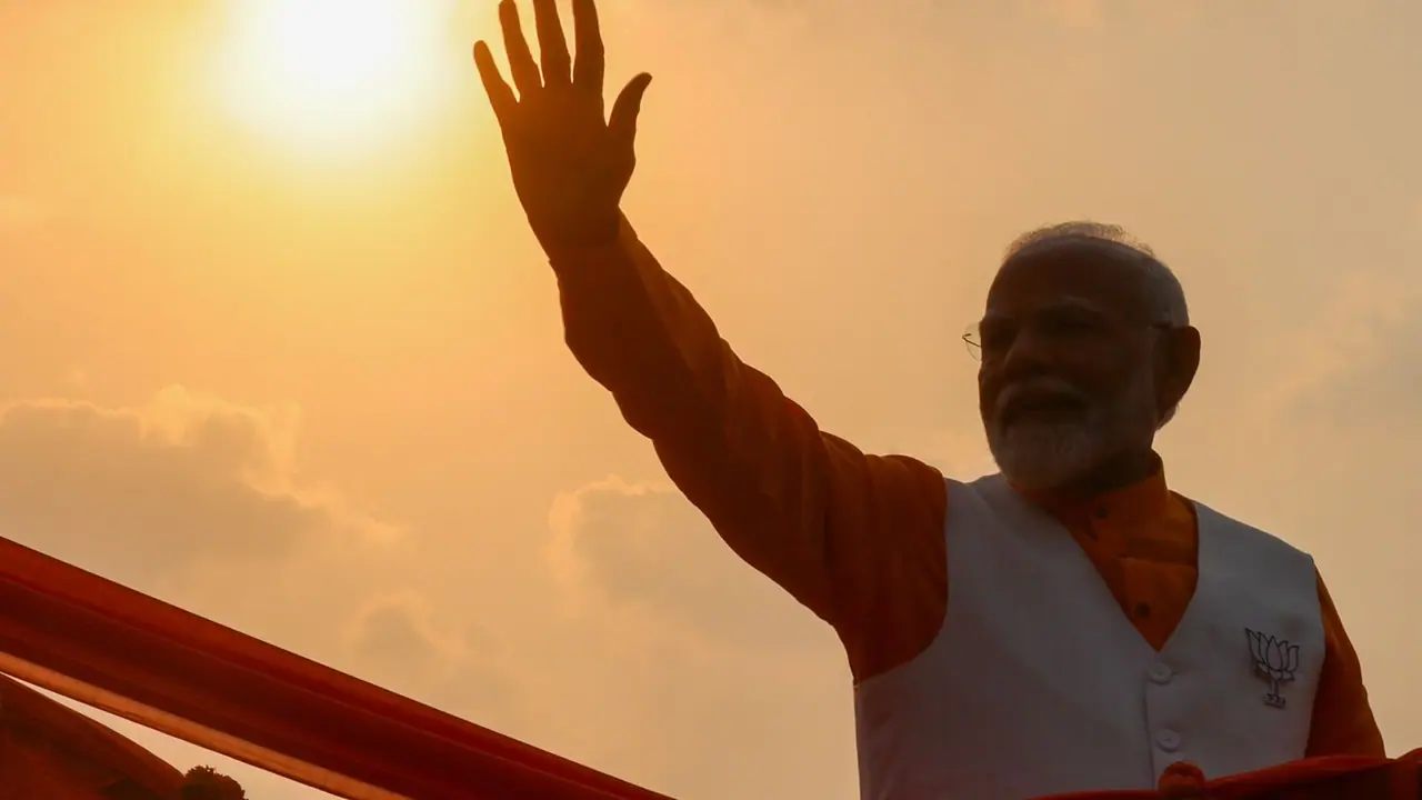 PM Modi grand roadshow in Banaras PM Modi grand roadshow in Banaras