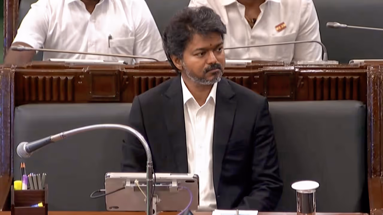 Tamil Nadu Chief Minister Vijay at the Tamil Nadu Legislative Assembly Tamil Nadu Chief Minister Vijay at the Tamil Nadu Legislative Assembly
