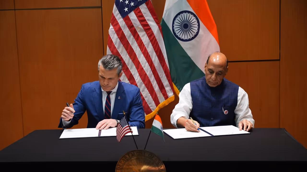 Rajnath Singh and Pete Hegseth