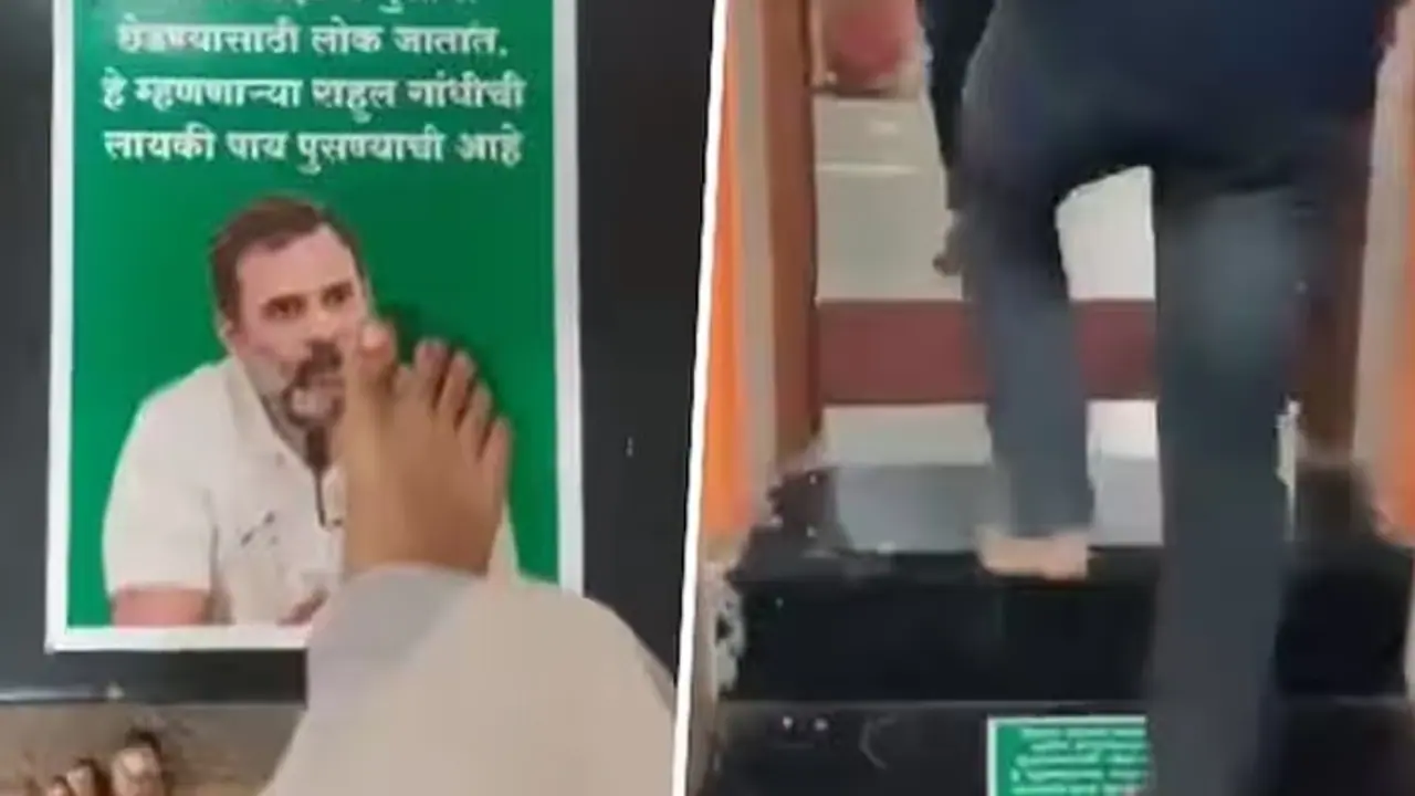 Rahul Gandhi Punished for Commenting on Hinduism, Doormats Photos at Maharashtra Temple Watch Video bsm Rahul Gandhi Punished for Commenting on Hinduism, Doormats Photos at Maharashtra Temple Watch Video bsm