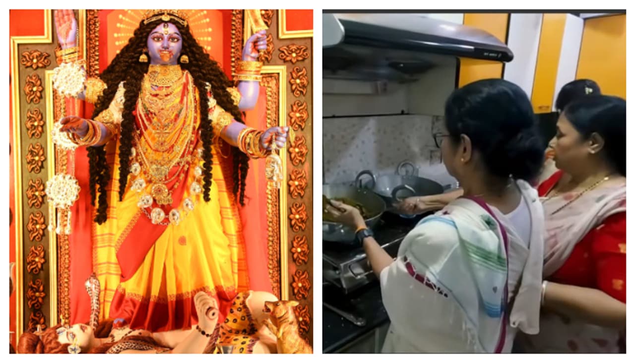Kali pujo 2024 CM Mamata Banerjee is busy cooking bhog Kali puja at home bsm Kali pujo 2024 CM Mamata Banerjee is busy cooking bhog Kali puja at home bsm