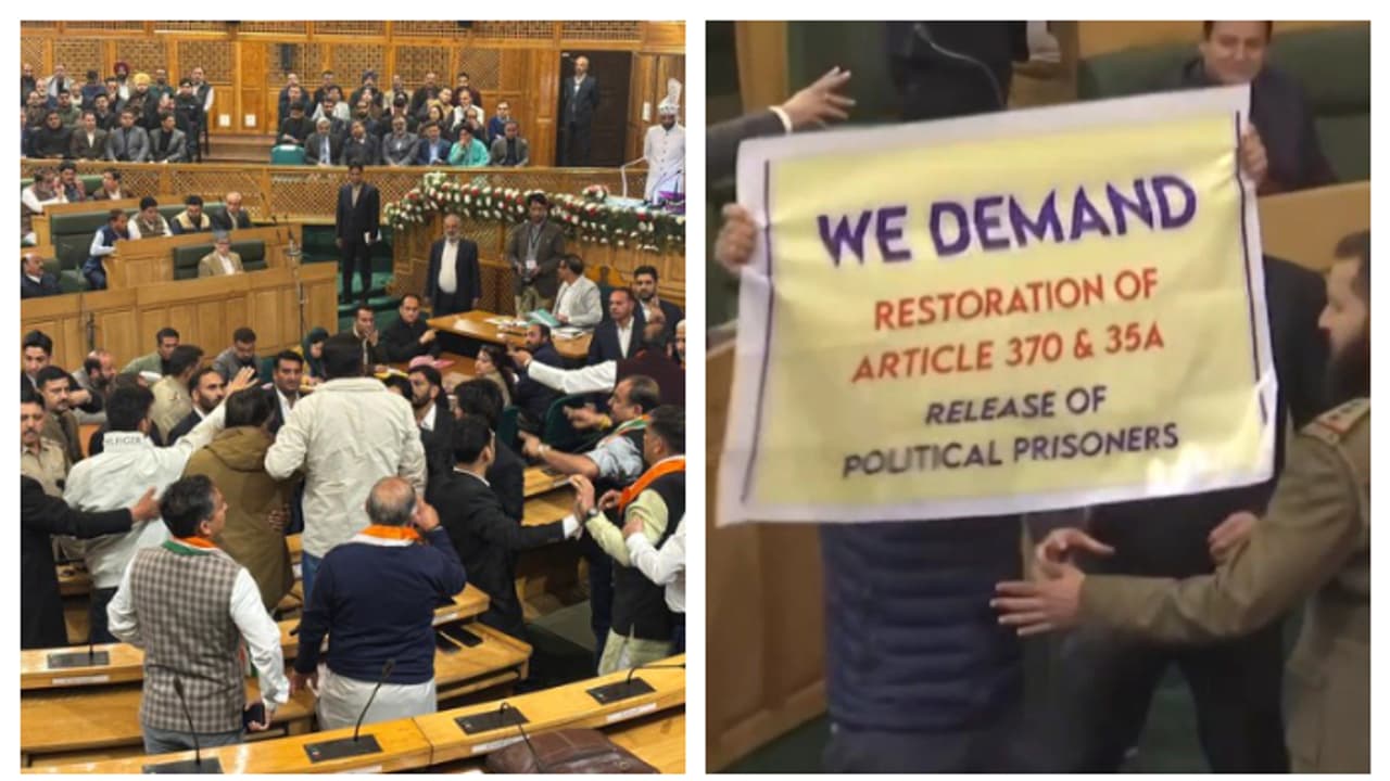 Jammu and Kashmir assembly in third day of chaos Watch viral video bsm Jammu and Kashmir assembly in third day of chaos Watch viral video bsm