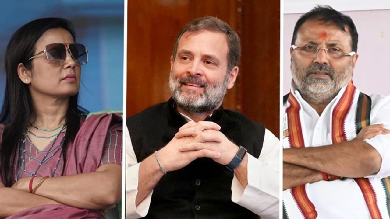 মহুয়া মৈত্র, নিশিকান্ত দুবে, রাহুল গান্ধী, মহুয়া মৈত্র, নিশিকান্ত দুবে, রাহুল গান্ধী,