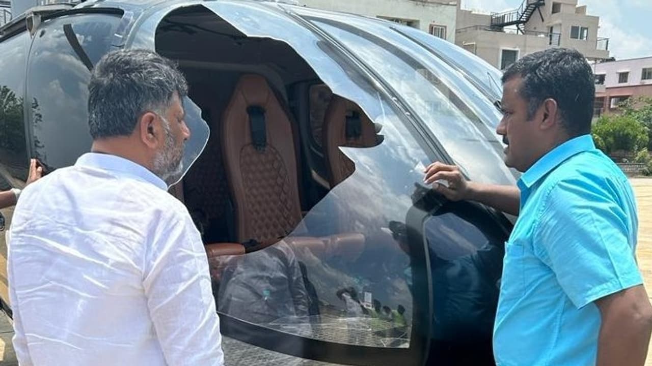 Chopper carrying KPCC chief Shivakumar makes emergency landing due to bird hit Chopper carrying KPCC chief Shivakumar makes emergency landing due to bird hit