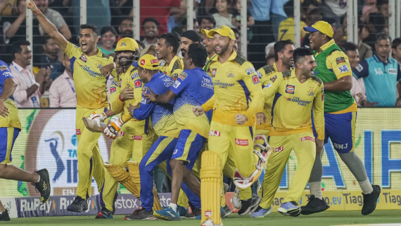 Chennai Super Kings players celebrate Chennai Super Kings players celebrate