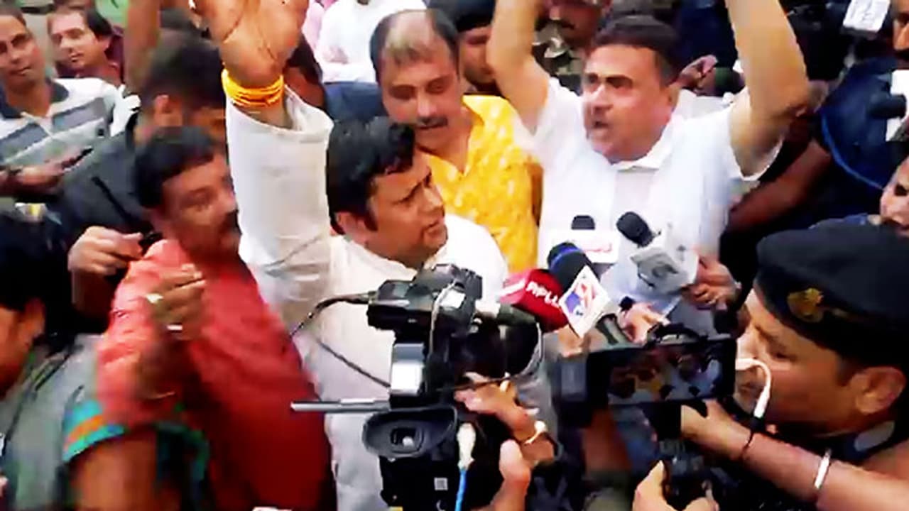 panchayat election 2023 BJPs Sukant Majumder and Subhendu Adhikari expressed anger against the State Election Commission bsm panchayat election 2023 BJPs Sukant Majumder and Subhendu Adhikari expressed anger against the State Election Commission bsm