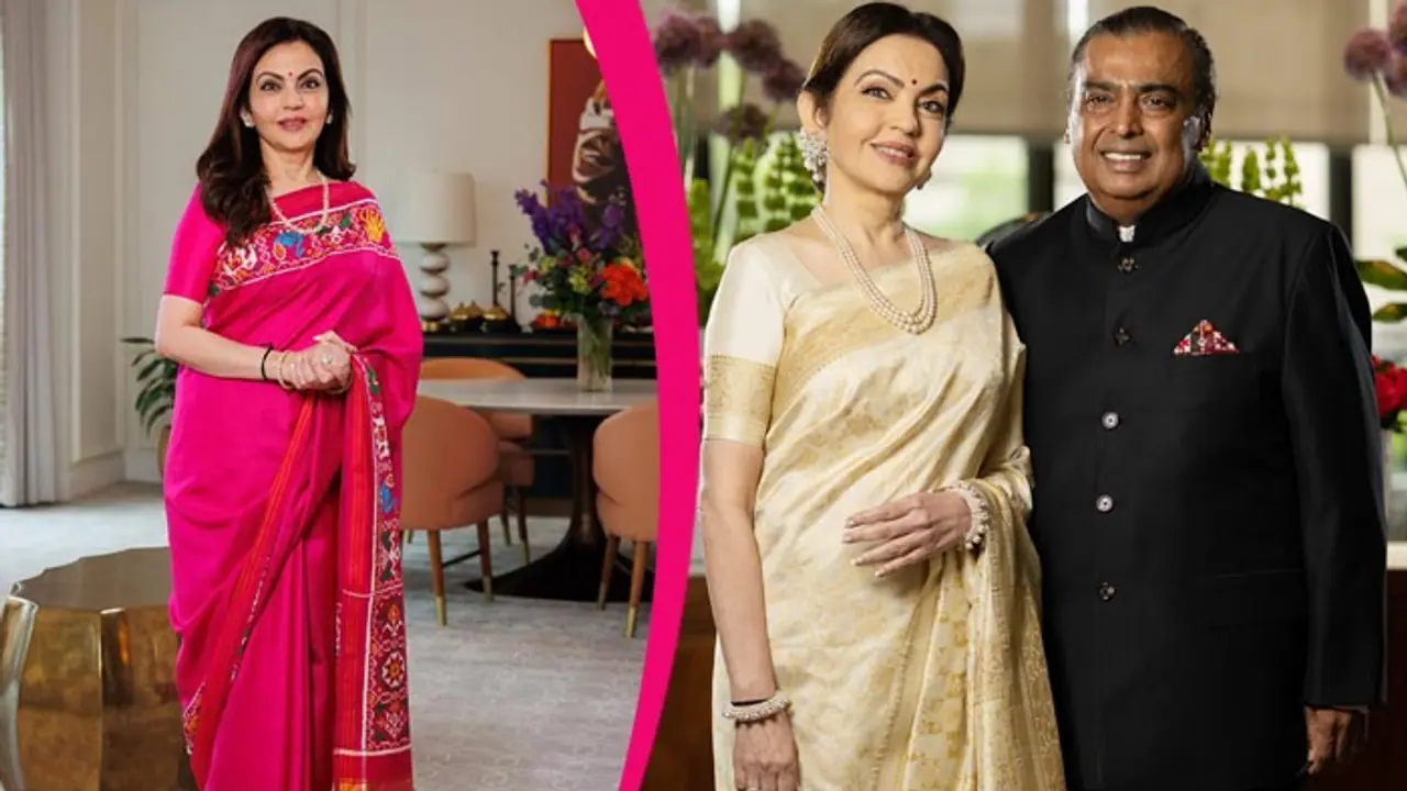 Nita Ambani wore ivory and gold silk saree attends State Dinner at White Heights to honor Narendra Modi 