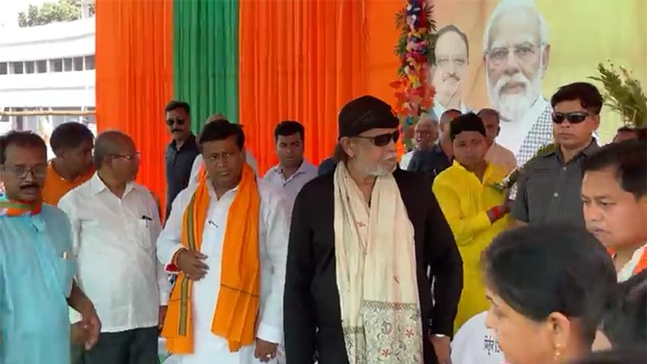 Actor Mithun Chakraborty campaigning in support of BJPs Sukanth Majumdar in Balurghat bsm