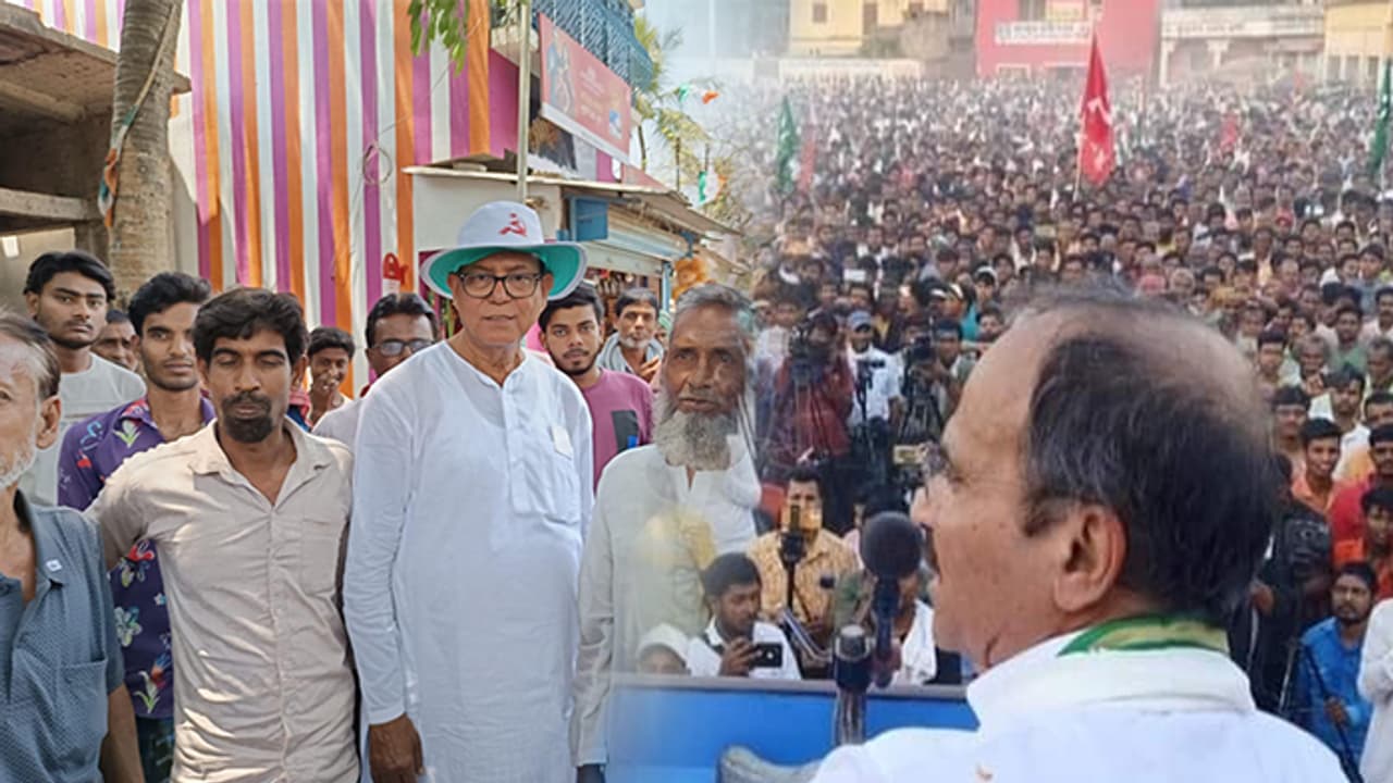 Congress leader Adhir Chowdhury campaigned for Mohammad Selim in Murshidabad Lok Sabha constituency bsm Congress leader Adhir Chowdhury campaigned for Mohammad Selim in Murshidabad Lok Sabha constituency bsm