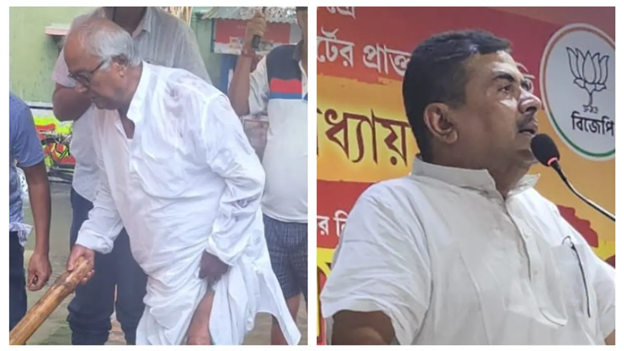 Saugat Roy with a stick to remove the accumulated water criticized Suvendu Adhikari bsm