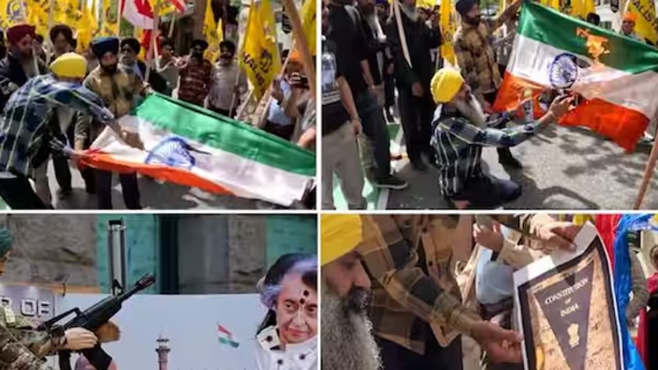 Pro Khalistan Canadians glorify Indira Gandhi assassination burn Indian flag in Vancouver watch video bsm Pro Khalistan Canadians glorify Indira Gandhi assassination burn Indian flag in Vancouver watch video bsm