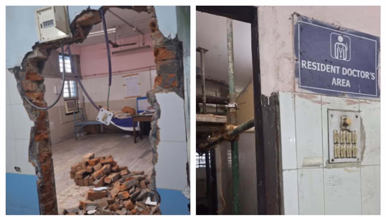 Next to the seminar hall of RG Kar Medical College demolition is being done for renovation work bsm Next to the seminar hall of RG Kar Medical College demolition is being done for renovation work bsm