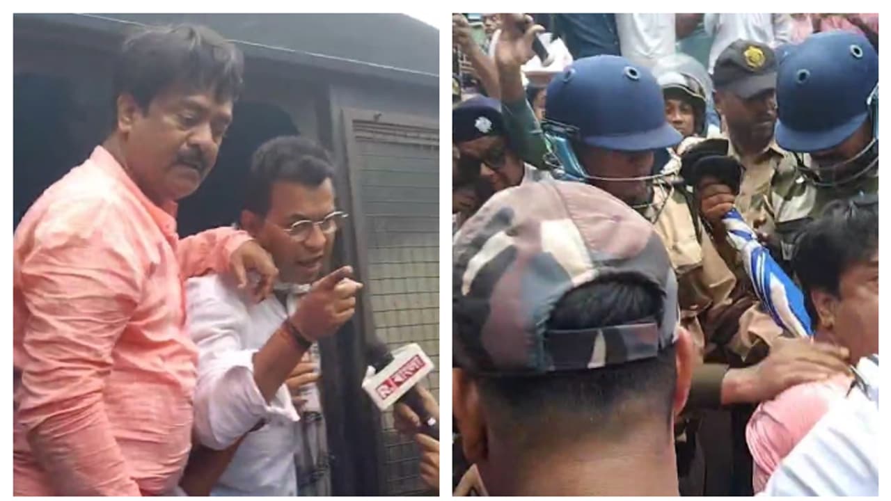 BJP dharna in Shyambazar to protest RG Kar case clash with police bsm BJP dharna in Shyambazar to protest RG Kar case clash with police bsm