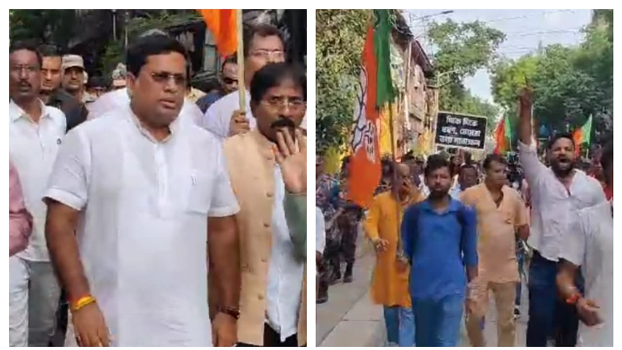 BJP Lalbazar gherao program in protest of detention in Nabanna abhiyan bsm BJP Lalbazar gherao program in protest of detention in Nabanna abhiyan bsm